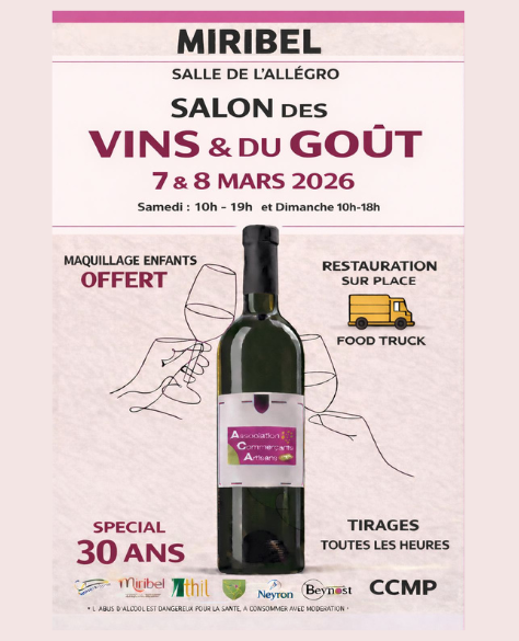 affiche du Salon des vins & du goût MIRIBEL 2026